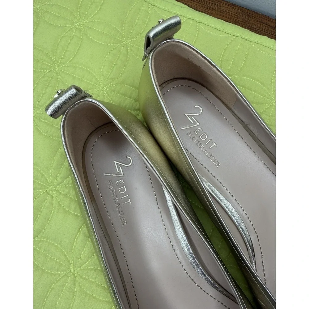 27 EDIT Naturalizer Carla Gold Premium Leather Square Toe Ballet Flats 9
